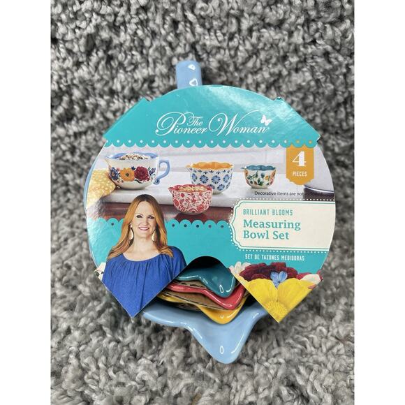 The Pioneer Woman Brilliant Blooms 4 Piece Ceramic Measuring Bowl Set - Picture 1 of 10